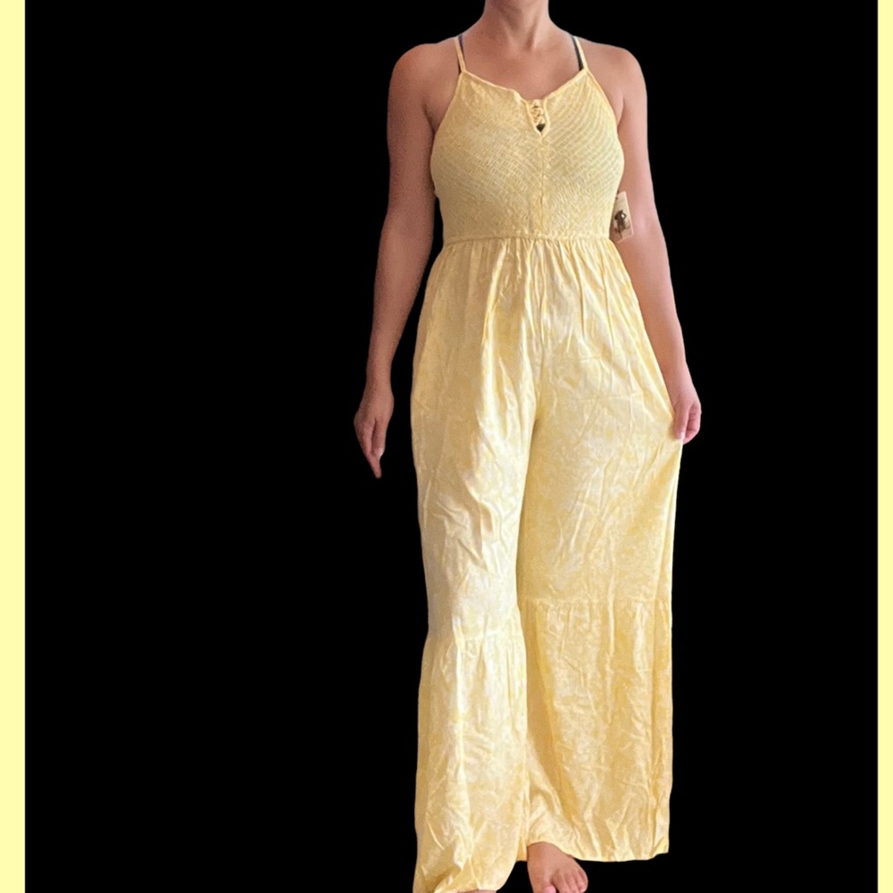 Sincerely Jules Yellow Sleeveless Boho Wide Leg Jumpsuit